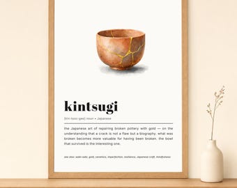 Kintsugi Print, Japanese Wall Art, Definition Poster
