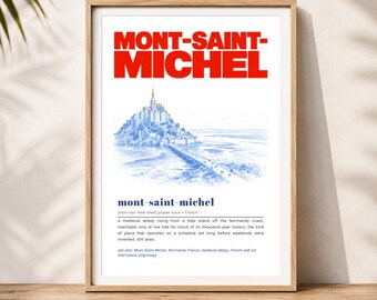 Mont-Saint-Michel Dictionary Print, Editorial Travel Print, France Wall Art