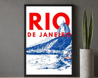 Rio de Janeiro Poster, Christ Redeemer Print, Brazil Travel Wall Art