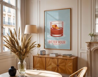 Aperitiefprint | Retro barmuurkunst | Vintage cocktailposter direct downloaden