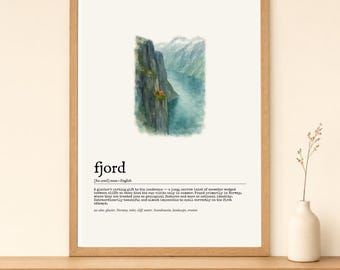 Fjord Dictionary Print | Scandinavian Wall Art | Nordic Nature Poster Instant Download