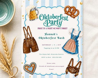 Oktoberfest Party Invitation, Editable Canva Template, Beer Fest Invite (Digital Download)