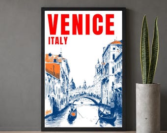 Venice Poster – Vintage Travel Art Print – Veneto, Italy Wall Decor – Digital Download
