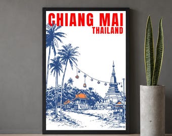 Chiang Mai Travel Poster | Vintage Thailand Art Print