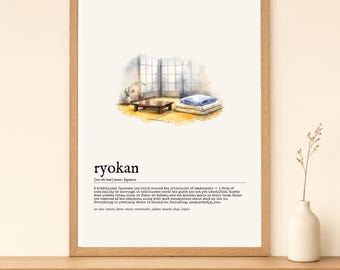 Ryokan Dictionary Print | Japanese Inn Wall Art | Travel Poster Instant Download