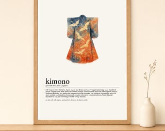 Kimono Dictionary Print | Japanese Wall Art | Fashion Poster Instant Download