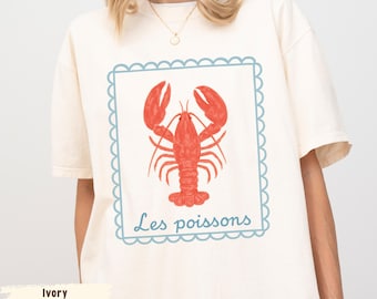 Lobster Graphic Tee: French Coastal Comfort Colors Shirt