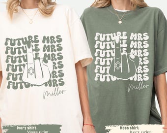 Personalized Future Mrs Shirt, Retro Bachelorette Bride Shirt, Custom Bridal, Bride to be Shirt, Custom Future Mrs Shirt, Comfort Colors tee