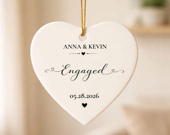 Adorno personalizado de compromiso 2026 - Adorno de compromiso personalizado con nombres y fecha - Adorno de boda personalizado