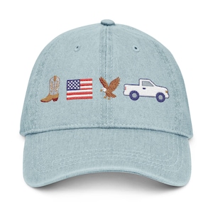 USA Flag Embroidered hat, America dad cap, 4th of July hat, Country Western Cowboy hat, 4th of July embroidered hat, America Embroidered hat