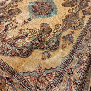 10x13 Large Vintage Kerman Persian Rug  – Hand-Knotted Wool Area Carpet – Antique Medallion Design - Big Area Rug