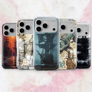 Pirate Ship Phone Case Pirates Nautical Cover for iPhone 17, 16, 15, 14, 13, 12 Samsung S26, S25, A17, A56, Pixel 10Pro XL, 9A 8