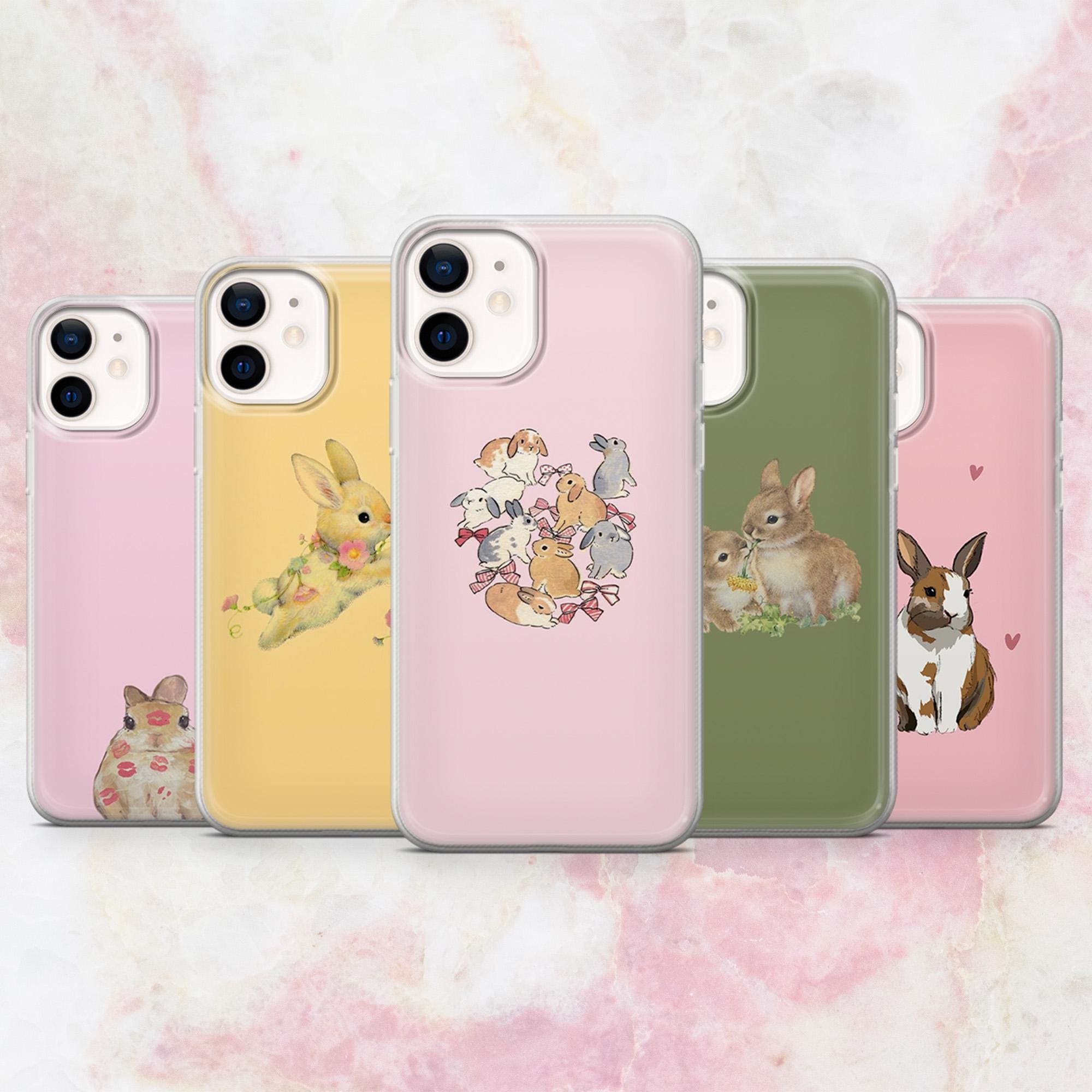 We3dcell Pink Bunny Ears Phone Case Bunny Ears Phone Case Coquette Bunny  Bow Phone Case Watercolor