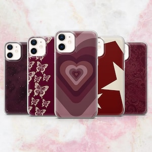 Burgundy Phone Case Dark Red Crimson Cover for iPhone 16, 15, 14, 13, 12 Samsung S25, S24, A56, A16 Pixel 9A, Pro XL, 8A, 8Pro