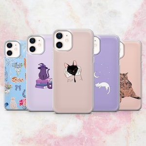 Cute Cat Phone Case Cat Lover Kawaii Cats Cover for iPhone 16, 15, 14, 13, 12, 11 Samsung S25, S24, S23 A56 Pixel 9Pro XL, 8A 8Pro