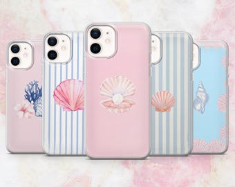 Seashell Phone Case Coastal Beach Summer Cover for iPhone 17, 16, 15, 14, 13, 12 Samsung S25, S24, A56, A16 Pixel 9A, Pro XL, 8A, 8Pro