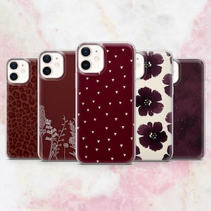 Burgundy Phone Case Maroon Dark Red Cover for iPhone 16, 15, 14, 13, 12, 11 Samsung S25, S24, S23 A56 Pixel 9Pro XL, 8A 8Pro
