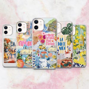Italy Phone Case Italian Quote Amalfi Cover for iPhone 16, 15, 14, 13, 12, 11 Samsung S25, S24, A56, A16, Pixel 9A, Pro XL, 8A, 8Pro, 7A