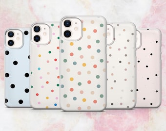 Polka Dot Handytasche Niedliche Punkt Gepunktete iPhone 16, 15, 14, 13, 12, 11 Samsung S25, S24, S23 A56 Pixel 9Pro XL, 8A 8Pro