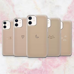 Custodia per telefono beige, semplice, marrone, minimalista, color talpa, per iPhone 16, 15, 14, 13, 12, 11, Samsung S25, S24, S23, A56, Pixel 9Pro XL, 8A, 8Pro
