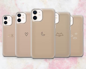 Beige Phone Case Simple Brown Minimalist Taupe Cover for iPhone 16, 15, 14, 13, 12, 11 Samsung S25, S24, S23 A56 Pixel 9Pro XL, 8A 8Pro