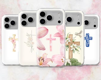 Christian Phone Case Jesus Cross Cover for iPhone 17, 16, 15, 14, 13, 12 Samsung S25, S24, A56, A16 Pixel 10Pro XL, 9A, Pro XL, 8A 7A