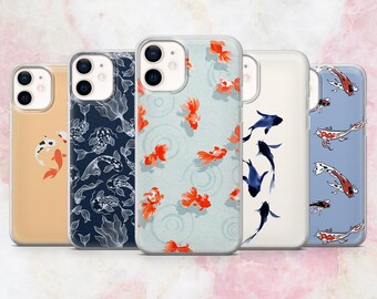 Koi Fish Phone Case Asian Art Fish Cover voor iPhone 17, 16, 15, 14, 13, 12 Samsung S25, S24, A56, A16 Pixel 10, 9A, Pro XL, 8A, 8Pro