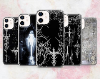 Gothic Phone Case Emo Cybersigilism Goth Cover for iPhone 16, 15, 14, 13, 12 Samsung S25, S24, A56, A16 Pixel 9A, Pro XL, 8A, 8Pro