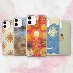 Sun Tarot Phone Case Tarot Sun and Moon Astrology Cover for iPhone 16, 15, 14, 13, 12, 11 Samsung S25, S24, S23 A56 Pixel 9Pro XL, 8A 8Pro