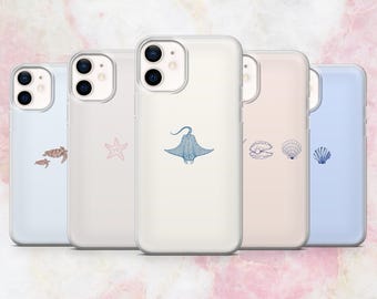 Ocean Phone Case Sea Life Beach Minimalist Cover for iPhone 16, 15, 14, 13, 12, 11 Samsung S25, S24, S23 A56 Pixel 9Pro XL, 8A 8Pro