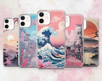 Japanese Phone Case Sakura Tokyo Anime Art Cover for iPhone 16, 15, 14, 13, 12, 11 Samsung S25, S24, S23, A56 Pixel 9Pro XL, 8A, 8Pro