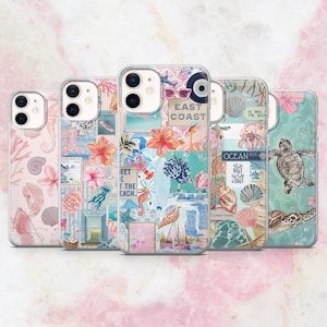 Étui pour téléphone Beachy, coquillages BCBG côtiers pour iPhone 16, 15, 14, 13, 12 Samsung S25, S24, A56, A16 Pixel 9A, Pro XL, 8A, 8Pro