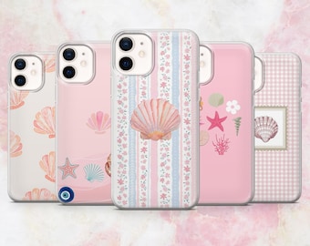 Seashell Phone Case Beach Sea Theme Coastal Cover for iPhone 17, 16, 15, 14, 13, 12 Samsung S25, S24, A56, A16 Pixel 10, 9A, 8A, 8Pro