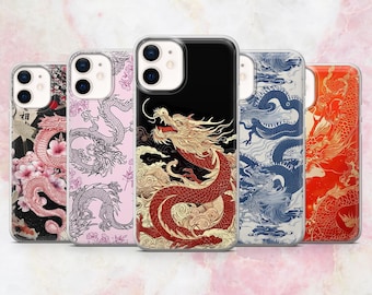 Drachen Handytasche asiatischer Drache Mythical Chinese Cover für iPhone 16, 15, 14, 13, 12, 11 Samsung S25, S24, S23 A56 Pixel 9Pro XL, 8A 8Pro