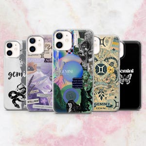 Gemini Phone Case Zodiac Astrology Horoscope Cover for iPhone 16, 15, 14, 13, 12, 11 Samsung S25, S24, S23 A56 Pixel 9Pro XL, 8A 8Pro