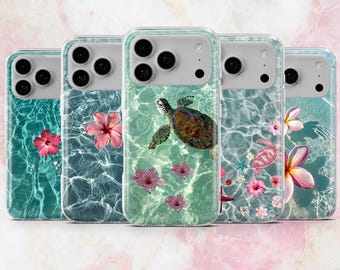 Plumeria Phone Case Ocean Water Flowers Cover for iPhone 17, 16, 15, 14, 13, 12 Samsung S25, S24, A56, A16 Pixel 10Pro XL, 9A, Pro XL, 8A 7A