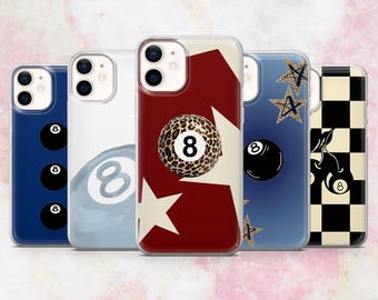 8 Ball Phone Case Eight Ball Billiard Cover for iPhone 17, 16, 15, 14, 13, 12, 11 Samsung S25, S24, A56, A16 Pixel 9A, Pro XL, 8A 8Pro
