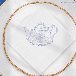 May God&#39;s Love Pour Over You Elegant Blue Floral Napkins for Tea Parties, Weddings, Birthdays, Table Decor, Home Decor, Special Occasions
