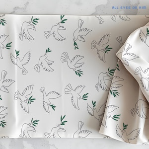 DOVE&#39;S EMBRACE Block Print Table Runner, Summer, Home Decor, Picnic Table Decor, Dining, Cocktail, Gift for Her, Table Setting, Beach House