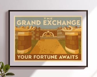 RuneScape Grand Exchange Travel Poster: Retro OSRS Varrock Wall Art