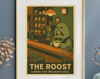 Animal Crossing Poster: The Roost Cafe, Retro Gamer Wall Art
