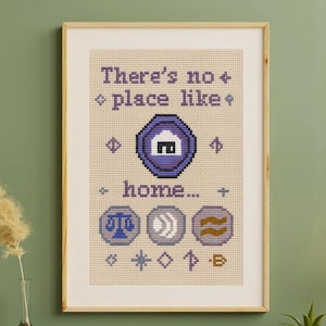 RuneScape „There’s no place like home...“ Kreuzstich-Druck – OSRS Wandbild, Gielinor Gamer Dekor, Retro Pixel Poster A4 A3