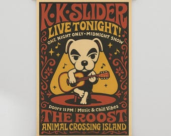 K.K. Slider Concert Poster: Vintage Animal Crossing Wall Art