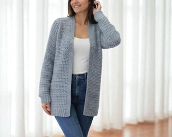 Oversized Ribbed Crochet Cardigan Pattern: Easy Raglan Sweater (PDF Pattern)