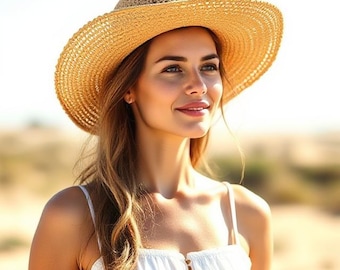 Crochet Raffia Cowboy Hat Pattern, Baby to Adult Sizes (PDF Pattern)