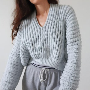 Chunky Crochet Sweater Pattern: Oversized Balloon Sleeve Pullover (PDF Downloadable Pattern, S-3XL Sizes Included)