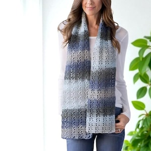 Crochet Pattern Scarf Patterns, Slanting Squares Scarf Video ~ Unique Crochet Gift Pattern, Scarf Crochet Pattern, Long Scarf Pattern