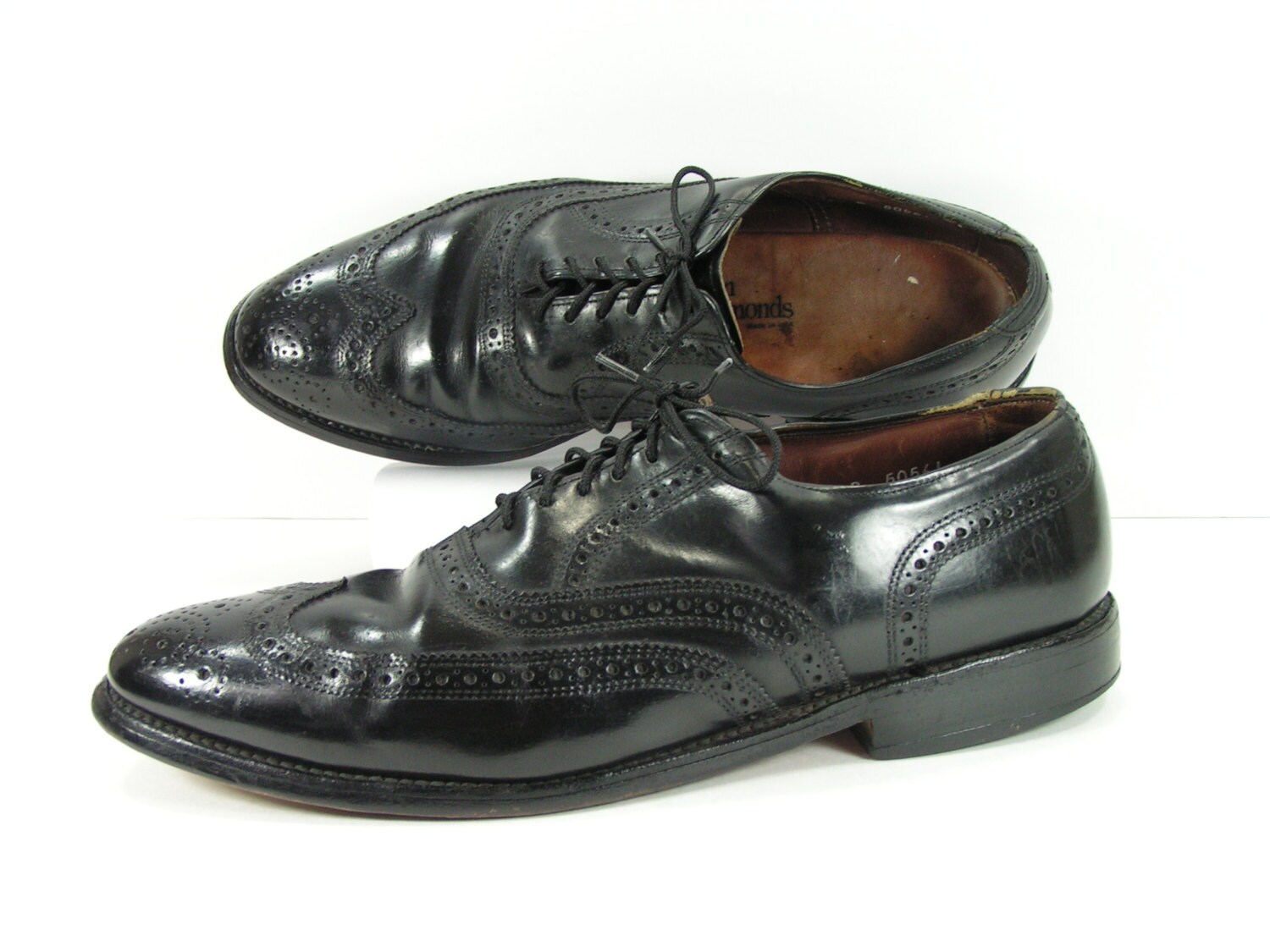 Allen Edmonds Wingtip Shoes Mens 9 B Black Lloyd Oxford Brogue Leather Vintage