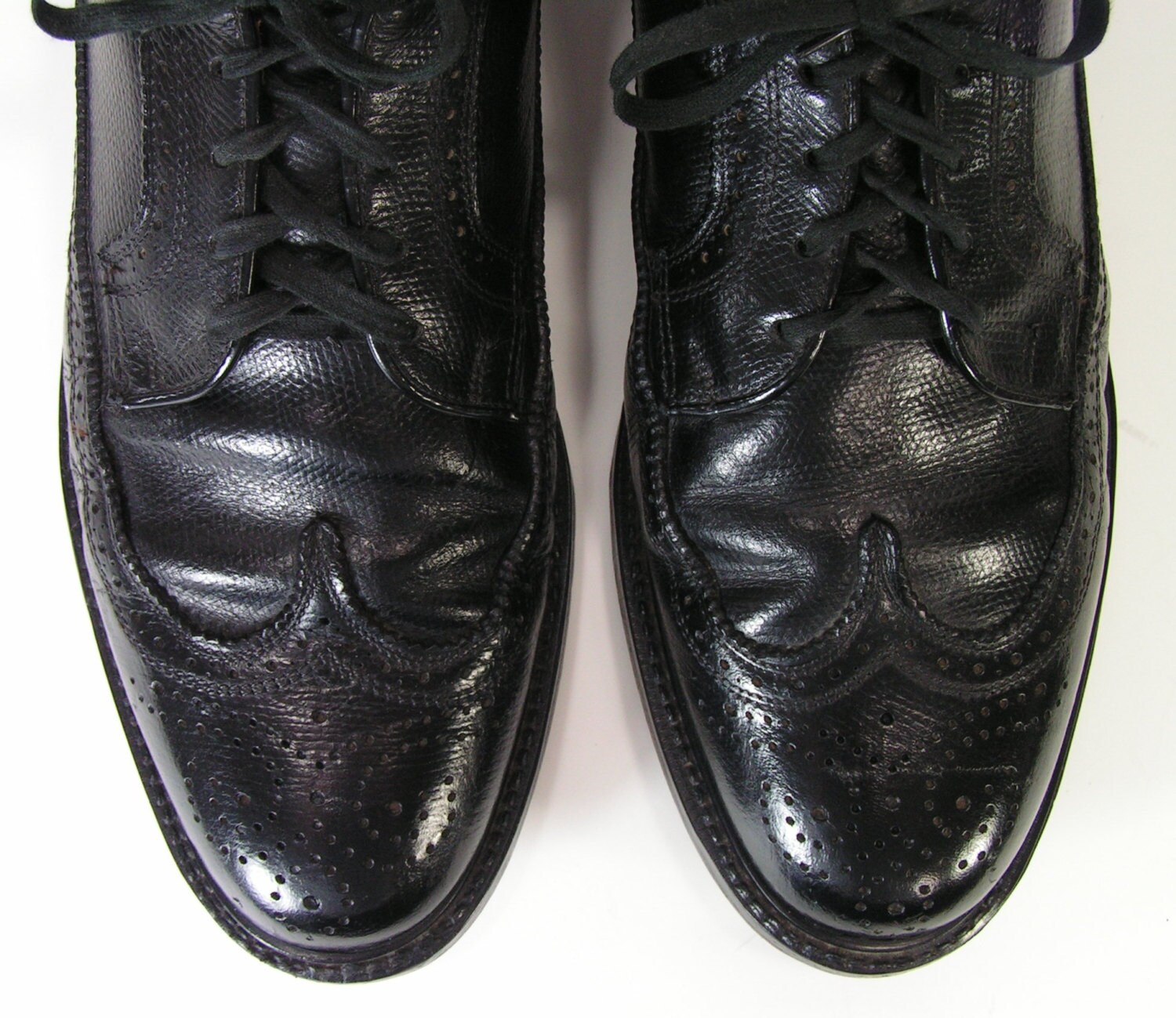 Vintage wingtip dress shoes mens 10 D C black oxford brogue | Etsy