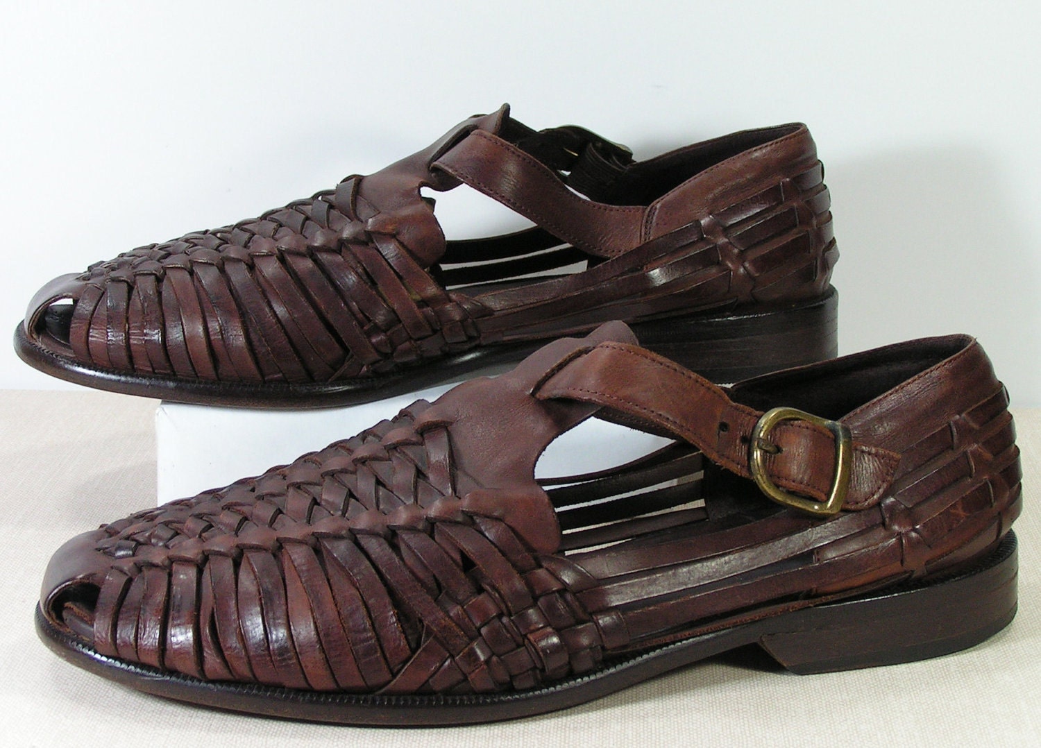 leather weave sandals mens